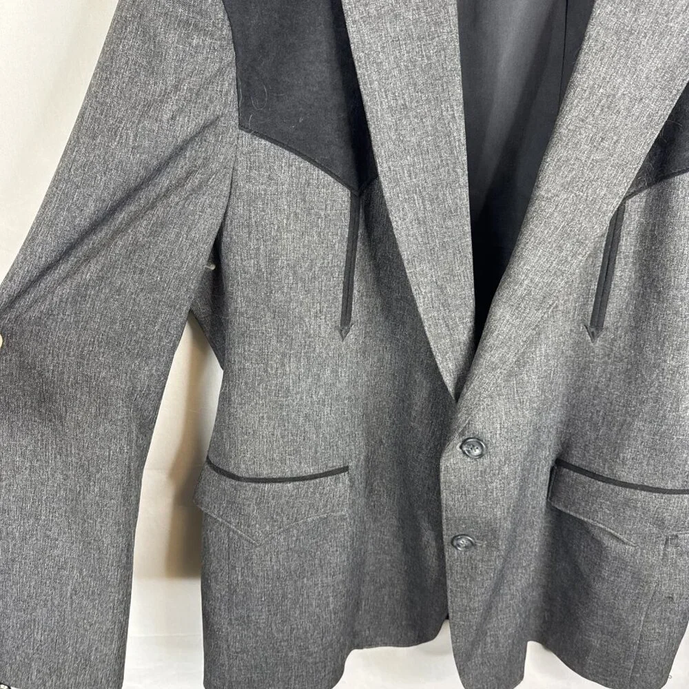 Circle S Western Blazer Men’s 48R Gray Two-Tone‎ Cowboy Sport Coat USA Made